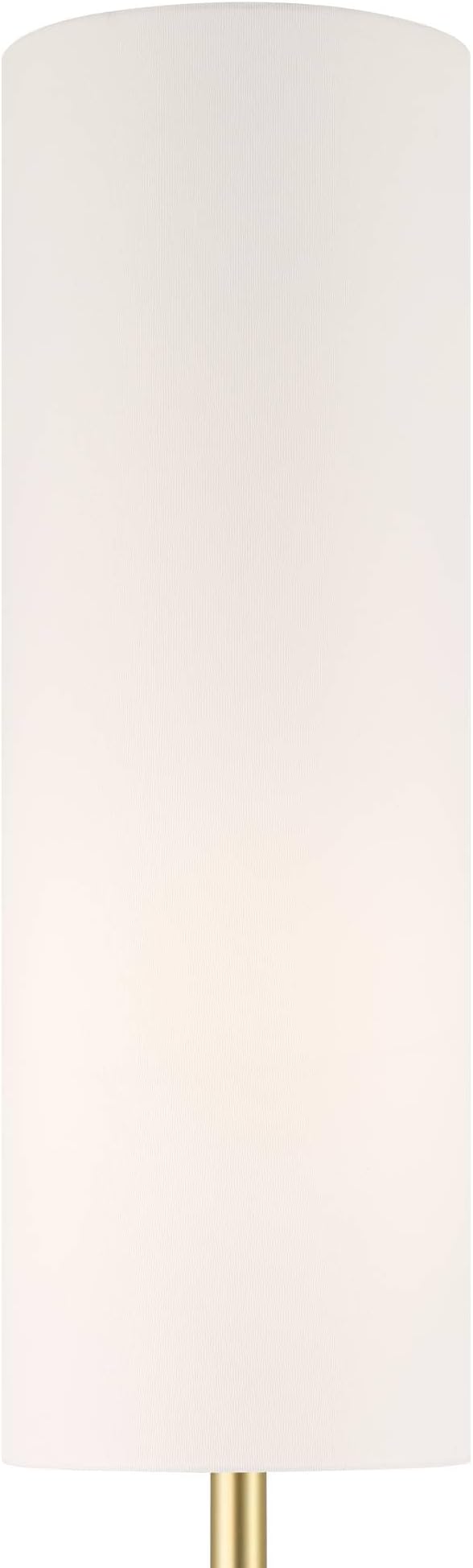 Possini Euro Design Moderne Mid Century Modern 62" Tall Standing Floor Lamp Droplet Foot Switch Metal Soft Gold Finish Living Room Bedroom House Reading Office Home Decor Entryway White Drum Shade