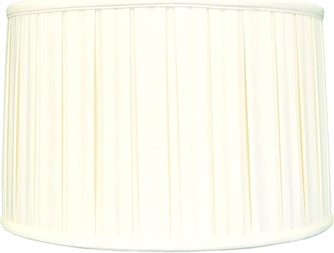 Royal Designs, Inc. Shallow Drum English Box Pleat Basic Lamp Shade, Eggshell, 15 x 16 x 10 (Spider), Set of 2