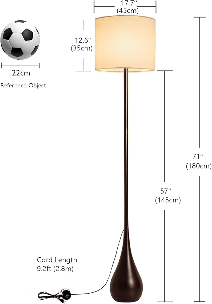 71" inch Contemporary Floor Lamps for Living Room Teardrop Mid Century Modern MCM Extal Tall Large Statement Floor Lamps Warm Light(3000k) Corner Standing Lamp for Bedroom-Black