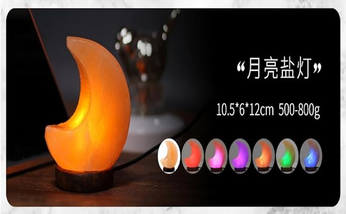 Himalayan Salt Lamp with USB Power, Natural Shape, Color-Changing LED and Warm White Light, Wooden Base Night Light (M, Change Color)