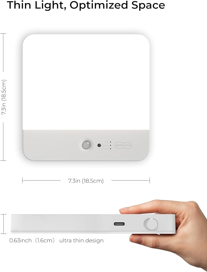 FULEN Motion Sensor Ceiling Light Fixture, Cordless Closet Light Battery Operated, Rechargeable Magnetic Mount LED Shower Light for Bathroom,Stairs,Garage,Hallway, Color Change, 2 Pack