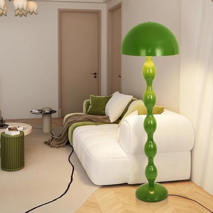 Green Floor Lamp for Living Room,59in Modern Cream Style Led Floor Light,3 Colors Unique Mushroom Floor Lamp,Tall Standing Light for Bedroom,Office,Corner(Bulb not Included)