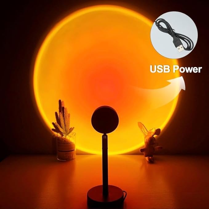 Fall Sunset Lamp Projector Light 180° Adjustable Sunset Mood Lamp, 4 Modes, Remote Control RGB Ambient Night Light for Bedroom.