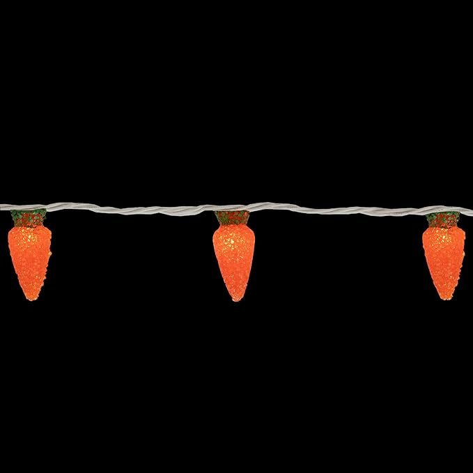 Northlight 10-Count Orange Carrot Easter String Light Set, 7.25ft White Wire