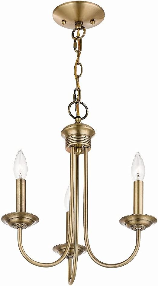 Livex Lighting 42683-04 Steel 3 Light Chandelier for Home Decor, 1 Black Ceiling Light Fixture, Perfect for Living Room or Bedroom Decor