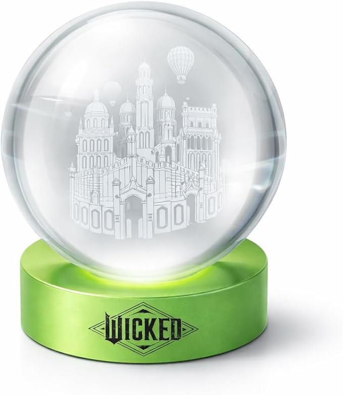 Wicked Globe Light Crystal Orb Lamp with Color Changing LED Glow, USB Powered Night Light with Wooden Base, Decorative Ambient Accent Light for Bedroom, Desk, Kids Room Gift