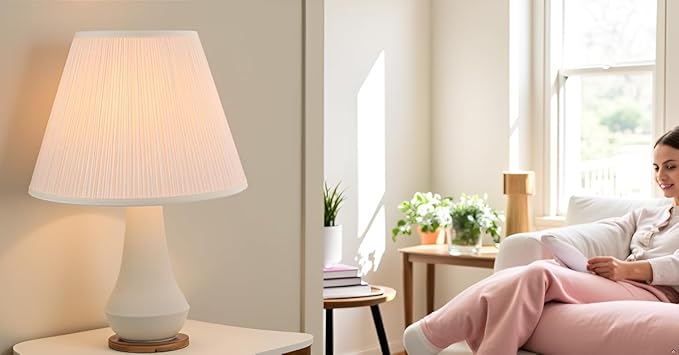 Aspen Creative 33055, Hardback Empire Transitional Spider Lamp Shade, Mushroom Pleated Pleated White, 7" Top x 13" Bottom x 10" Slant