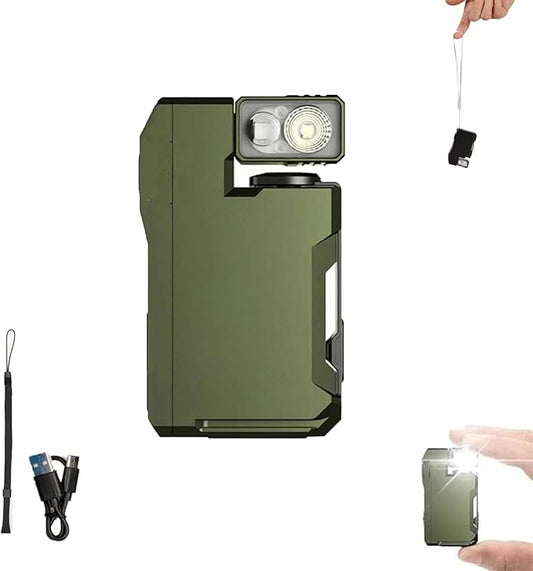 Mini Edc Flashlight with Clip & Hanging Rope, G5 Pocket-Sized LED Light, G5 Edc Light 400 Lumens DualLight Sources, Portable Rechargeable Edc Magnetic G5Mini Flashlight with 180° Rotation (Green)
