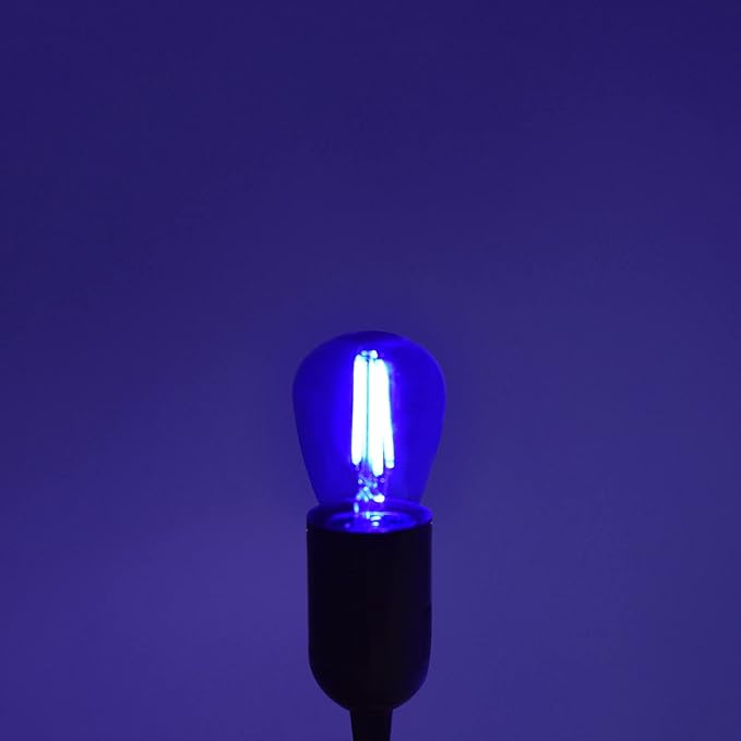 LUXRITE 12-Pack S14 Edison LED Blue Light Bulb, 0.5W, Colored LED Bulbs for Outdoor String Lights, UL Listed, E26 Base, Indoor Outdoor, Decoration, Party, Holiday, String Light Replacement Bulbs
