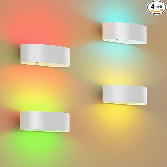 Motion Sensor Wall Light, 5000mAh Rechargeable Battery Operated Wall Sconces with Remote, 15 RGB Colors 3 White Temps Dimmable, Wireless Wall Sconces for Hallway, Living Room, Stairwell, Bedroom