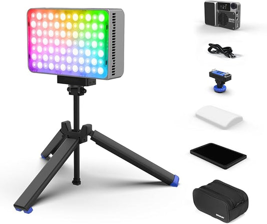 amaran Ace 25c Kit RGB Pocket LED Light,Boost Mode to 32W Mini On Camera Video Light,2300K~10000K Support Magnetic Attraction and App Control with Carrying Case,Mini Tripod,Grid (Silver)