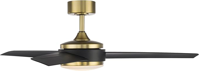 WAC Lighting F-054L-SB/MB Mod 54" Outdoor Ceiling Fan with LED Lights & Remote, Satin Brass/Matte Black