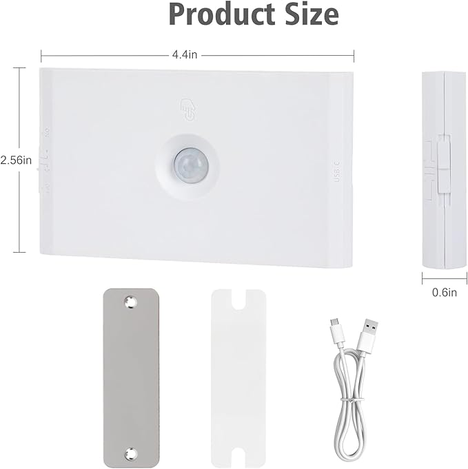 Motion Sensor Night Light, Rechargeable Battery Night Light, 3000K-6500K Magnetic/Stick-on Closet Lights, Dimmable Stair Lights for Bedroom Kitchen Hallway Stairs (2 Pack)