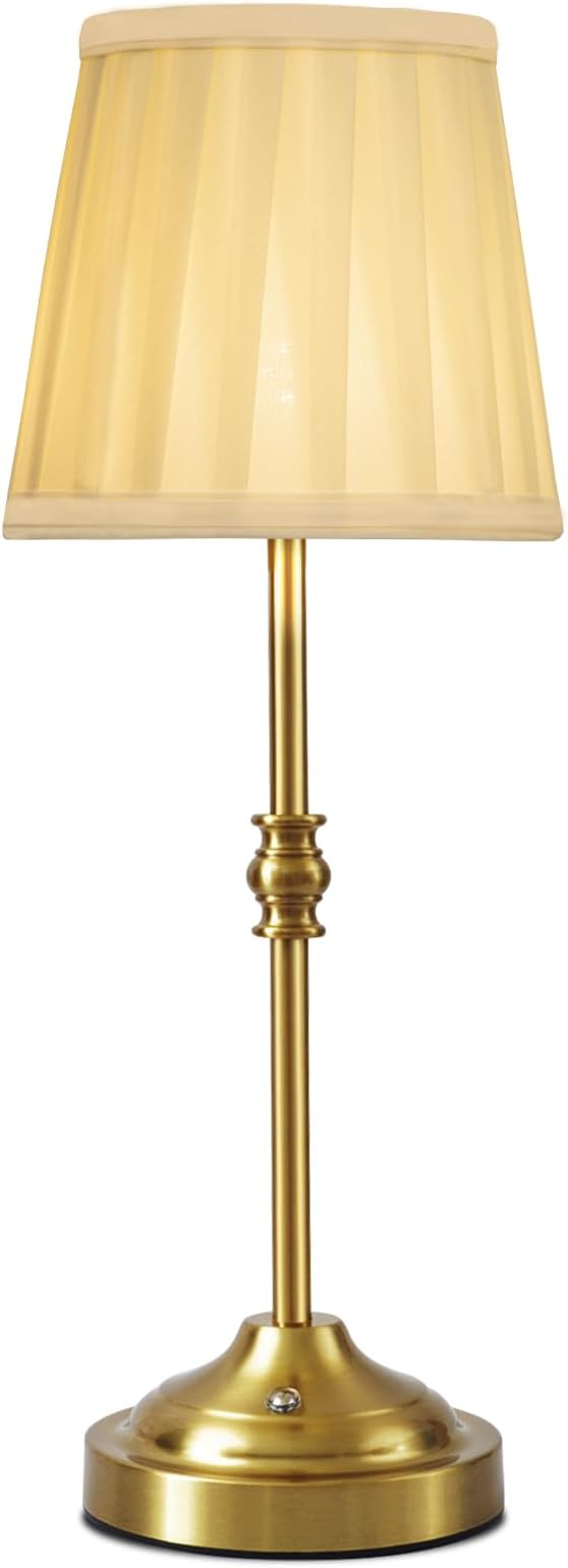 Cordless Table Lamp Rechargeable, 5200mAh Battery Operated Lamp, 3-Way Dimmable Bedside Lamps for Bedroom with Fabric Shade, Small Touch Desk Lamps for Living Room,Kitchen,Patio,Balcony,Bar