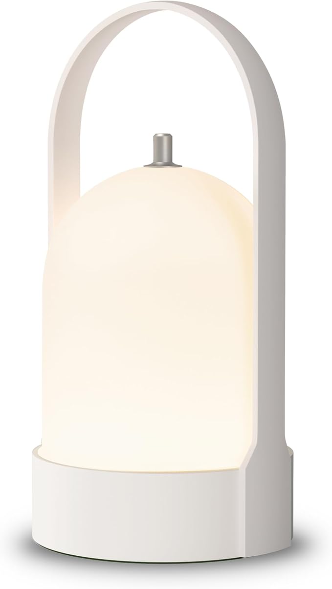 Tubicen Portable Lamp, Battery Operated Cordless Outdoor Table Lamps Rechargeable, 4-Level Touch Dimmable IP44 Shower Lamp, Night Light for Patio Camping Dining Room Bedroom (White, Regular)