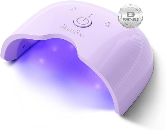 MelodySusie Mini Cordless UV Nail Lamp, P-ART06G Rechargeable Portable LED UV Light with Smart Sensor, 4-Finger Curing for All Soft Gels, Especially Half-Cured Gel, Base Coat & Top Coat, Purple