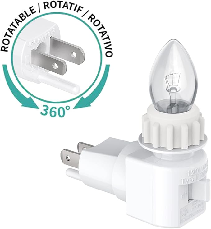 TWDRTDD Night Light Plug in Base, 360° Rotatable Waterpfoof Nightlight with On/Off Switch for Himalayan Salt Wall Lamp,Wall Light (White)