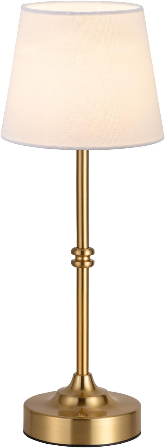 Kakanuo Rechargeable Cordless Table Lamp Gold - 1 Pack Brass 4000mAh Battery Operated Lamp, Touch Control Stepless Dimming, for Home Decor, Dining Table, Living Room, Bedroom