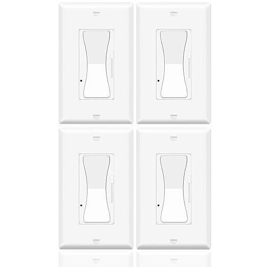 Dimmer Switches for LED Lights,Greencycle 4PK 3 Way Dimmer Switch for Dimmable 150W LED CFL Light,600W Halogen and Incandescent,15A 120V,Neutral Wire Not Required,Residential/Commercial,ETL Listed