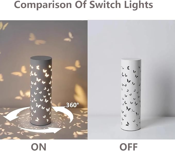 Bedside Table Lamp Rotatable Butterfly Night Light Led Lights for Bedroom Living Room Mariposas Gradient Projector USB Lamps for Girls Gift Valentine's Easter Mothers Day Birthday Present