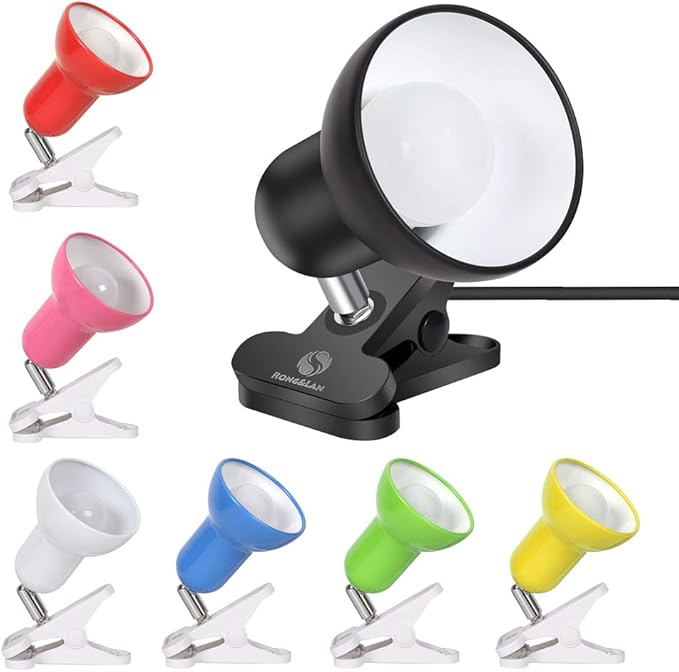 RONG&LAN Desk lamp,360° Rotation Clip on Lamp Portable Book Reading Light,Clamp on Desk/Table/Bunk Bed/Cupboard Home Lighting, (Seven Colors for Your Choice) Red