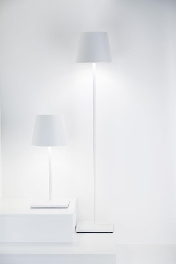Zafferano, Poldina XXL Lamp, Rechargeable Cordless Floor Lamp with Touch Controls, Suitable for Indoor and Outdoor, Dimmer, 2700-3000 K, Adjustable Height 27-59 Inches, Black Color