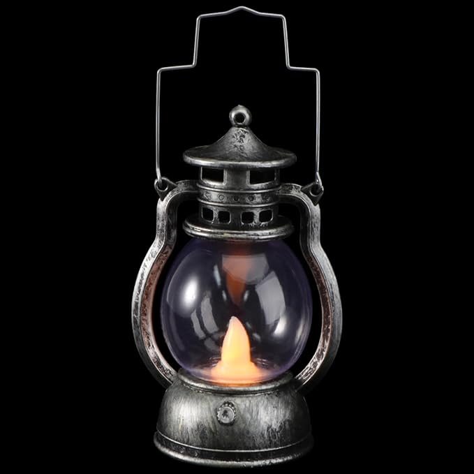 Kisangel Retro Handheld Lantern Battery Operated Decorative Lamp with Handle for Indoor Bar Party Atmosphere Scene Lighting 4.92X3.07X2.28In(Includes Battery, Random Style)