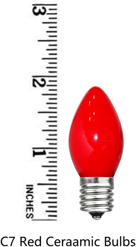 GOOTHY Indoor ＆ Outdoor String Light Bulbs, C7 Red Light Bulbs, C7 Ceramic Red Christmas Replacement Bulbs for Outdoor Christmas String Lights, 5 Watt Night Light Bulb,120 Volt