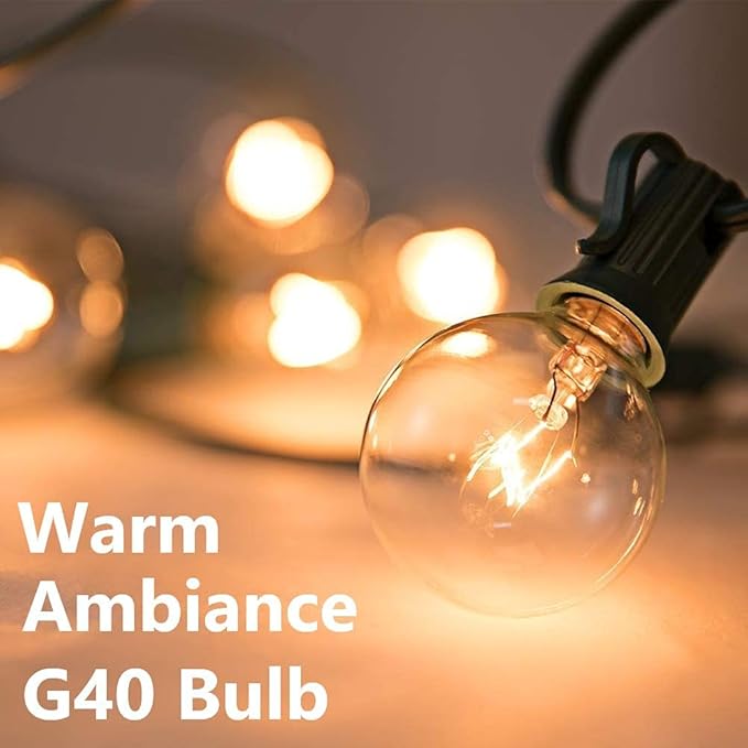 Abeja G40 Replacement Light Bulbs, 5W Clear Globe Bulb fits E12/ C7 Candelabra Screw Base Sockets, 1.5 Inch Clear Light Bulbs for Indoor Outdoor Patio Decor, 25Pack