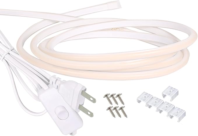 LED Strip Lights 16.4 ft AC 110V Outdoor Rope Lights Waterproof IP65 LED Cuttable Strip Lighting Super Bright 320LEDs 4000K White LED Lights for Bedroom Kitchen Under Cabinet Lighting