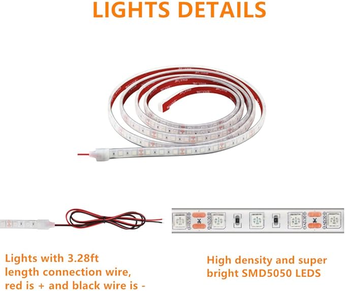 Marine Submersible Boat LED Strip Lights, 12V 6FT IP68 Waterproof Underwater Boat Lights, Boat Interior Light, Boat Deck Light Courtesy Lights for Night Fishing Pontoon Kayak Boats, White