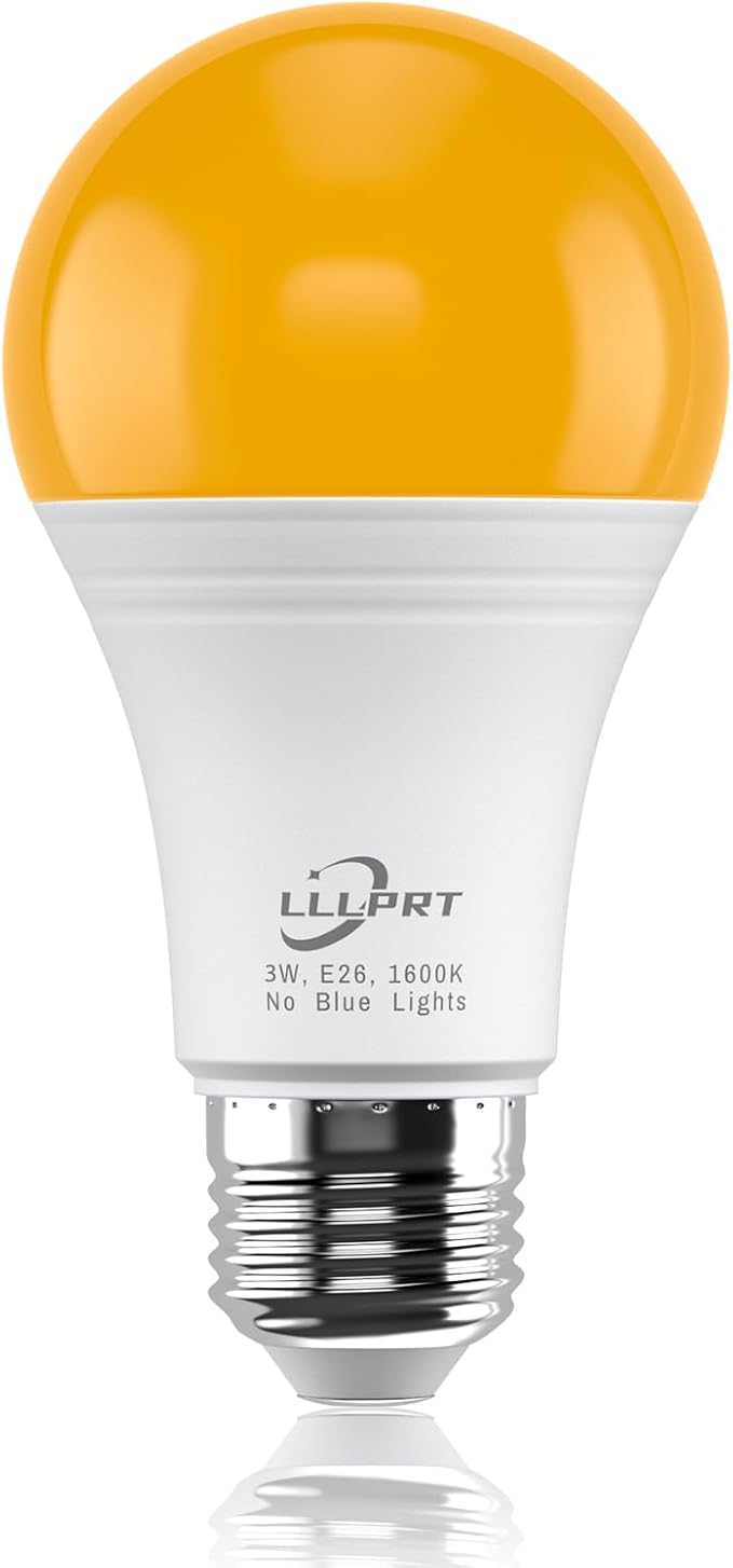 Amber Light Bulbs with Dimmable, 1600K Warm White 180LM NightLight, Blue Light Blocking, Energy Saving, 3W LED, 45W Replacement, Sleep Aid E26 Base Bulb for Bedroom, Baby Nursery Room