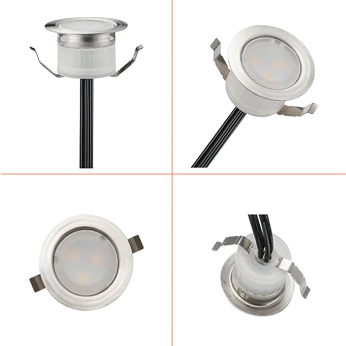FVTLED Low Voltage LED Deck Light Waterproof Outdoor Garden Yard Decor Lamps Recessed Wood Decking Stair Landscape Pathway LED Step Lighting (6pcs, Warm White)