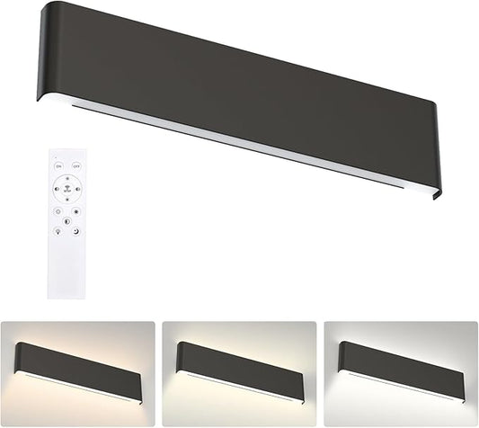 Aipsun 24in Remote Control Dimmable Modern Black Vanity Light Fixtures Color Temperature Adjustable LED Bathroom Light Fixture