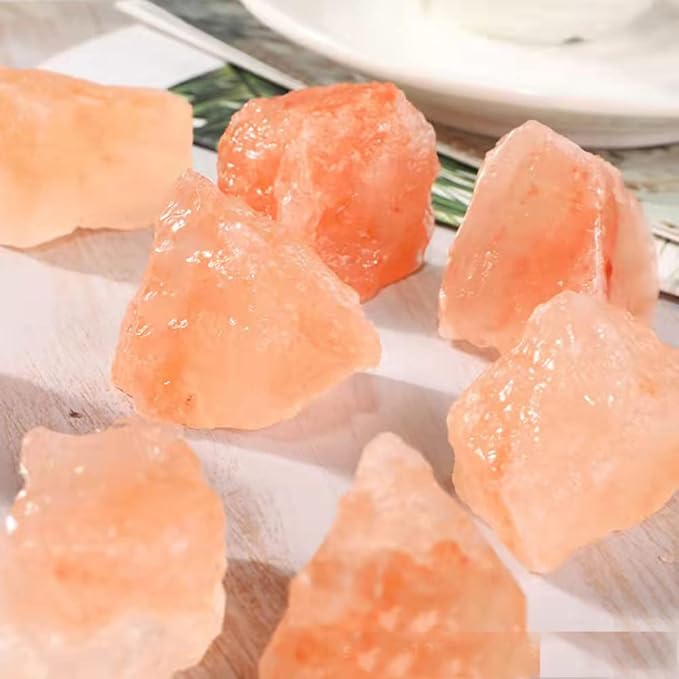 Himalayan Pink Crystal Salt Stones, 1.18 to 1.97 Inches, 0.22 Pounds for Salt Lamp, Bowl, and Decorations M33, Orange