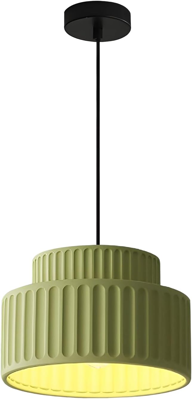 Contemporary Vintage Green Pendant Light Fixture One Light Industrial Kitchen Pendant Lighting Over Island Modern Minimalist Hanging Light with Resin Lampshade for Dining Room Bedroom MPL33-G