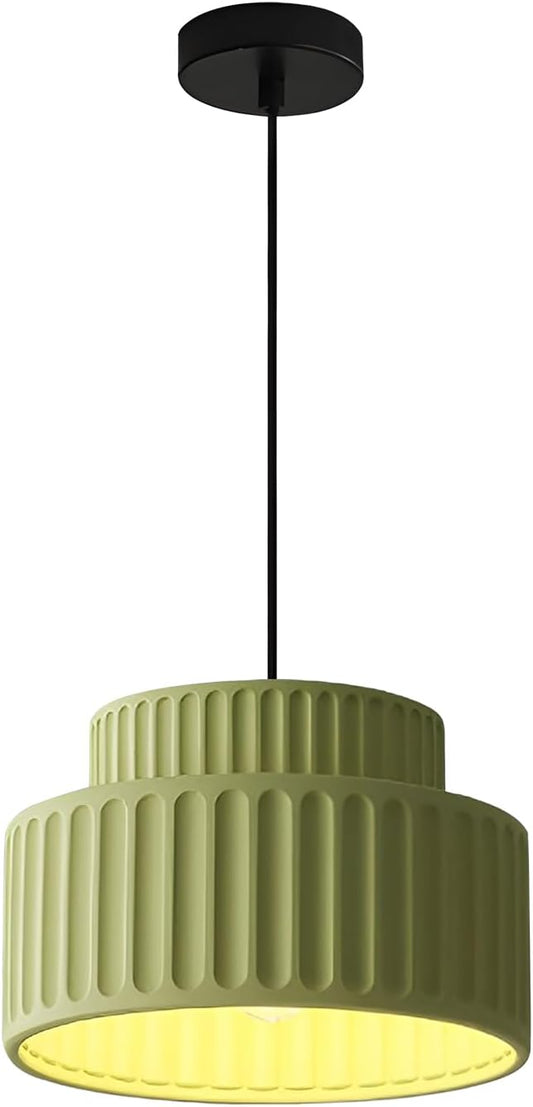 Contemporary Vintage Green Pendant Light Fixture One Light Industrial Kitchen Pendant Lighting Over Island Modern Minimalist Hanging Light with Resin Lampshade for Dining Room Bedroom MPL33-G