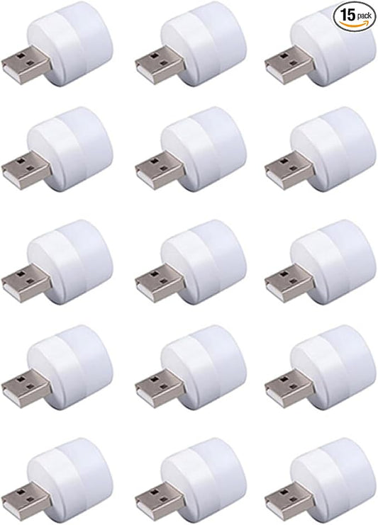 15 Pieces Mini USB Night Light, LED Light, Energy Saving LED, USB Laptop Light Bulb Night Lamp (Suitable Adapter 5V 1A) (Warm Light)