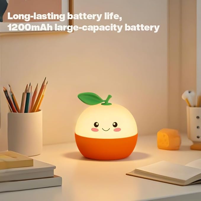 Tangerine Night Light,Cute Orange Sleep Light,Night Light for Kids,Charming lamp Decoration for Children's Rooms, Delightful Gifts for Baby Boys and Girls, Christmas Presents