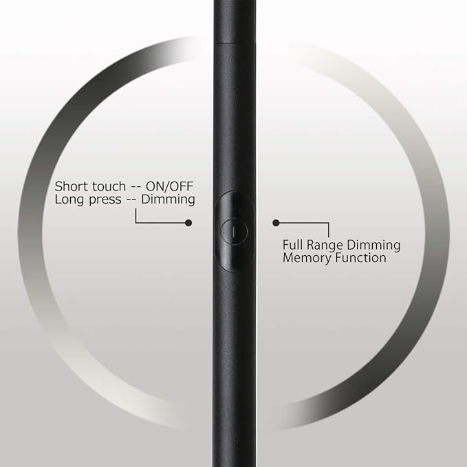 O’Bright Dimmable LED Cylinder Floor Lamp, Full Range Dimming, Minimalist Standing Pole Lamp/Torch Lamp, Floor Lamps for Living Room, Bedrooms, Porch, Patio, and Office, Black
