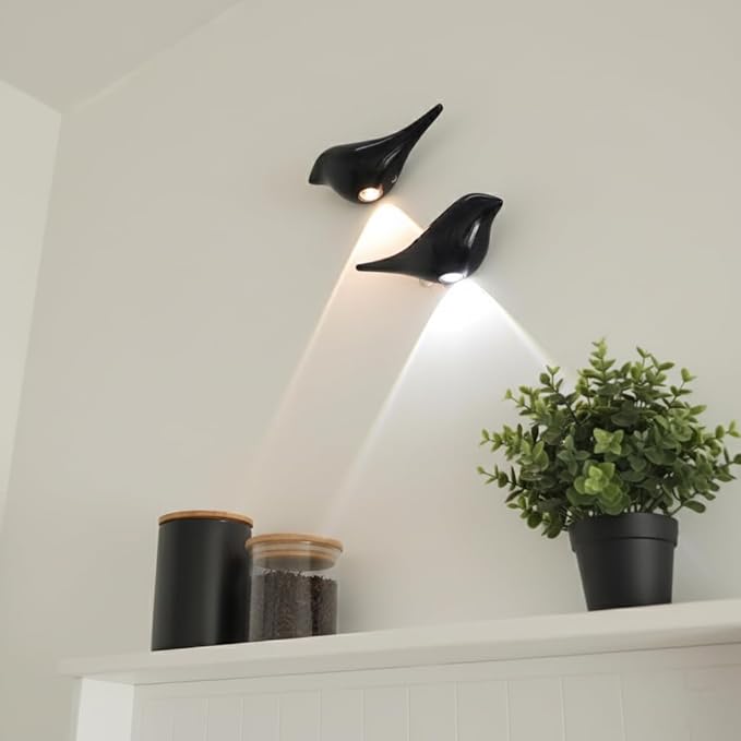 Obsidian Birds Night Lights with Motion Sensor(2-Pack), Rechargeable Battery Operated & Wireless Wall Lights, Home Decor for Living Room, Bedroom, Easter Gift