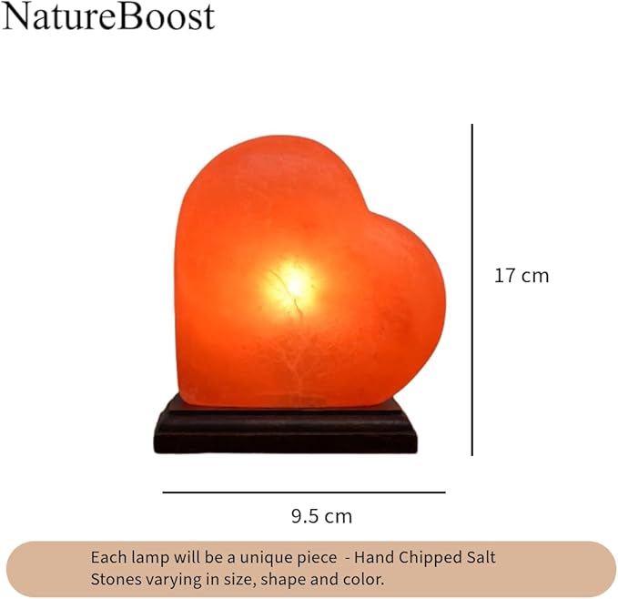 NB Himalayan Pink Salt Lamp – Heart Shape with Dimmer Switch & 2 Bulbs – Hand-Carved Rock Salt Lamp from Pakistan – Romantic Glow for Bedroom, Gift & Home Décor, Unique Gift Idea