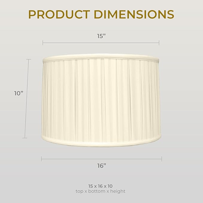 Royal Designs BS-748-16BG Shallow Drum English Bo X Pleat Basic Lamp Shade, 15" x 16" x 10", Beige