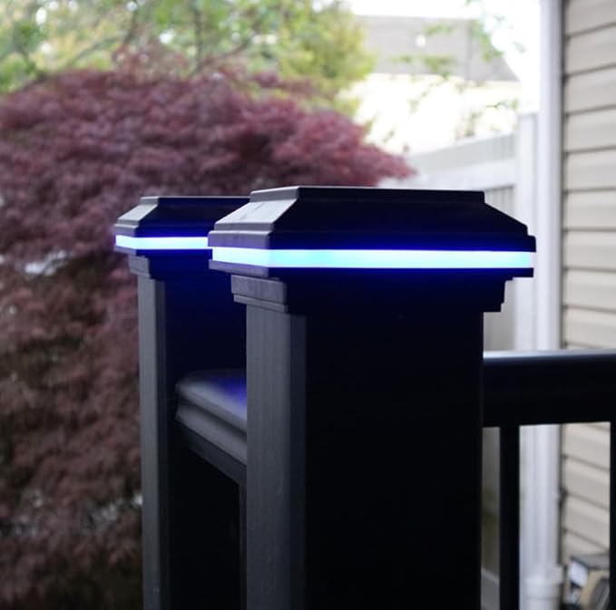 Tru-Scapes® 4.5” Composite LED Low Voltage Deck Post Cap Light (ONLY fits a Trex Transcend Post) (White) (NOT Solar) - Works with Trex LightHub Plug N Play System (Black Color Changing)