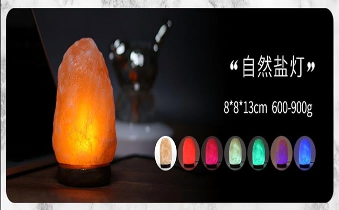 Himalayan Salt Lamp with USB Power, Natural Shape, Color-Changing LED and Warm White Light, Wooden Base Night Light (Pink, Natural, Monochrome)