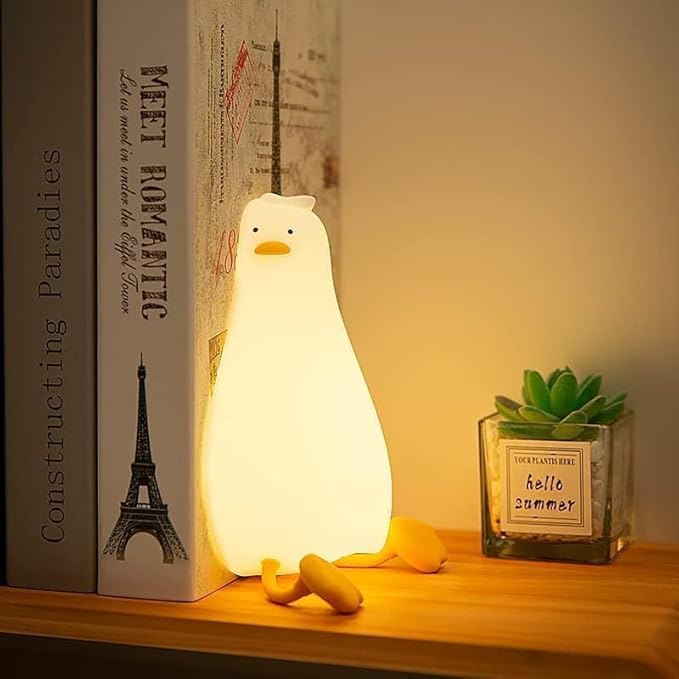 Existential Crisis Duck Lamp, Squishy Kids Cute Lying Flat Duck Night Light, Rechargeable Ducky Lay Touch Lamp, College White Elephant Gifts, Mom Mothers Day Gift, Fun Decor, Safe Silicone