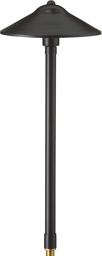 VOLT Max Spread 12V Black Brass Path Light (25" Tall, 9" Shade) for Low Voltage Landscape Lighting on Outdoor Pathway, Walkway, Garden, Driveway or Patio