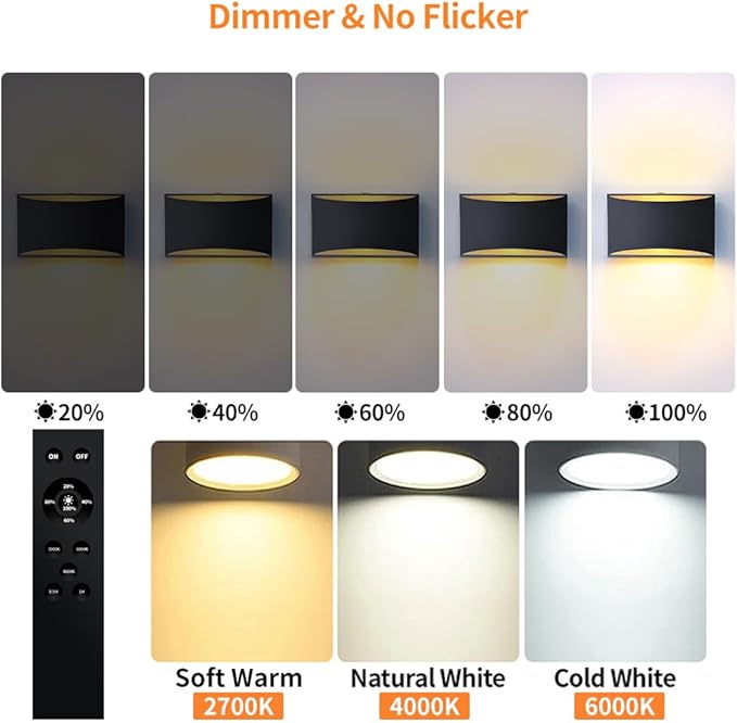 BLUEYE 2Packs Battery Operated Wall Sconce,Remote Control,Soft Warm 2700K-6000K,Cast Aluminum,Rechargeable,50W Equivalent Lamp,No Flicker,600Lumens,Dimmable,Black,Set of Two for Non-Hardwired