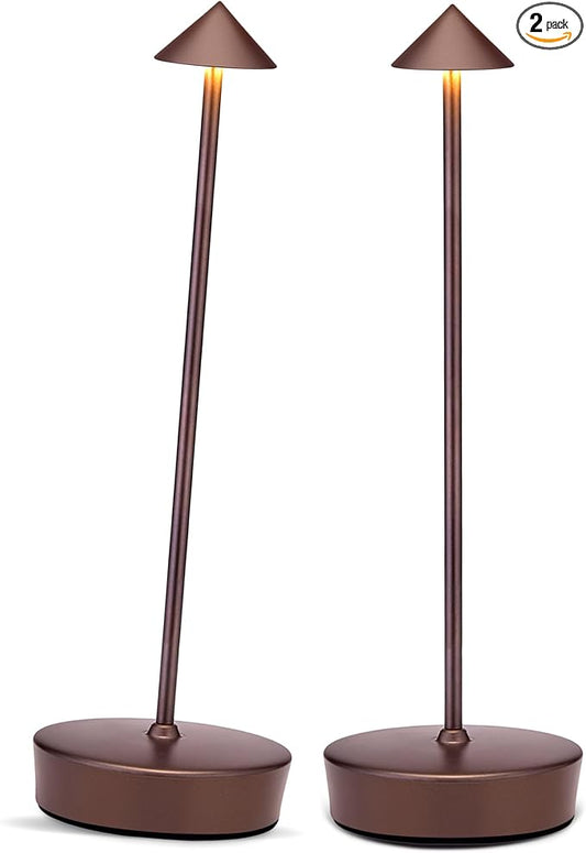 Cordless Led Table Desk Lamp 2 Pack, 7000mAh Battery Outdoor Table Light Waterproof for Restaurant Patio Camping Home Decor, USB-A Output, Brightness Memory, Dimmable