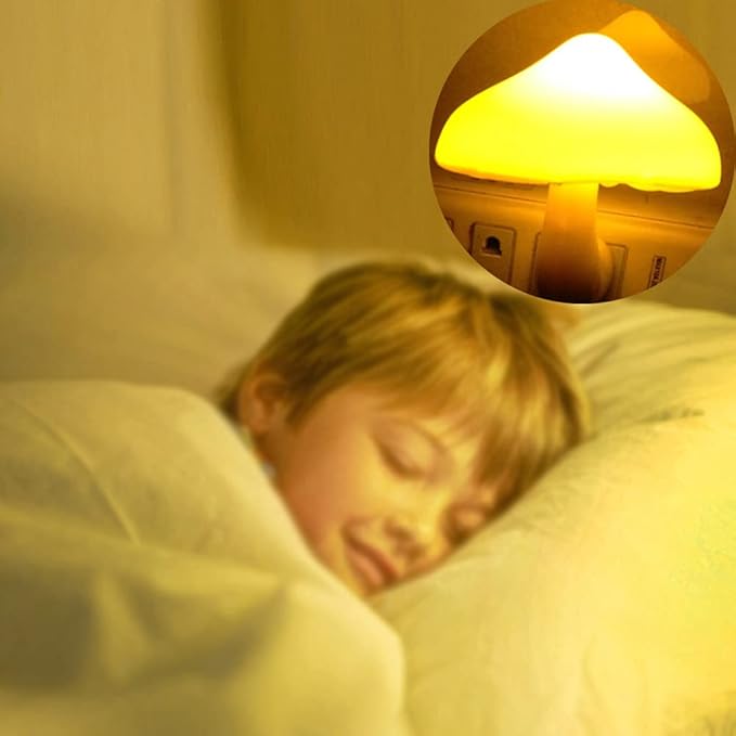 ESUPPORT 2 Pack Mushroom-Shaped Energy Saving Sensor LED Night Light with Plug Colorful(Average Life Expectancy 50000h) Colorful